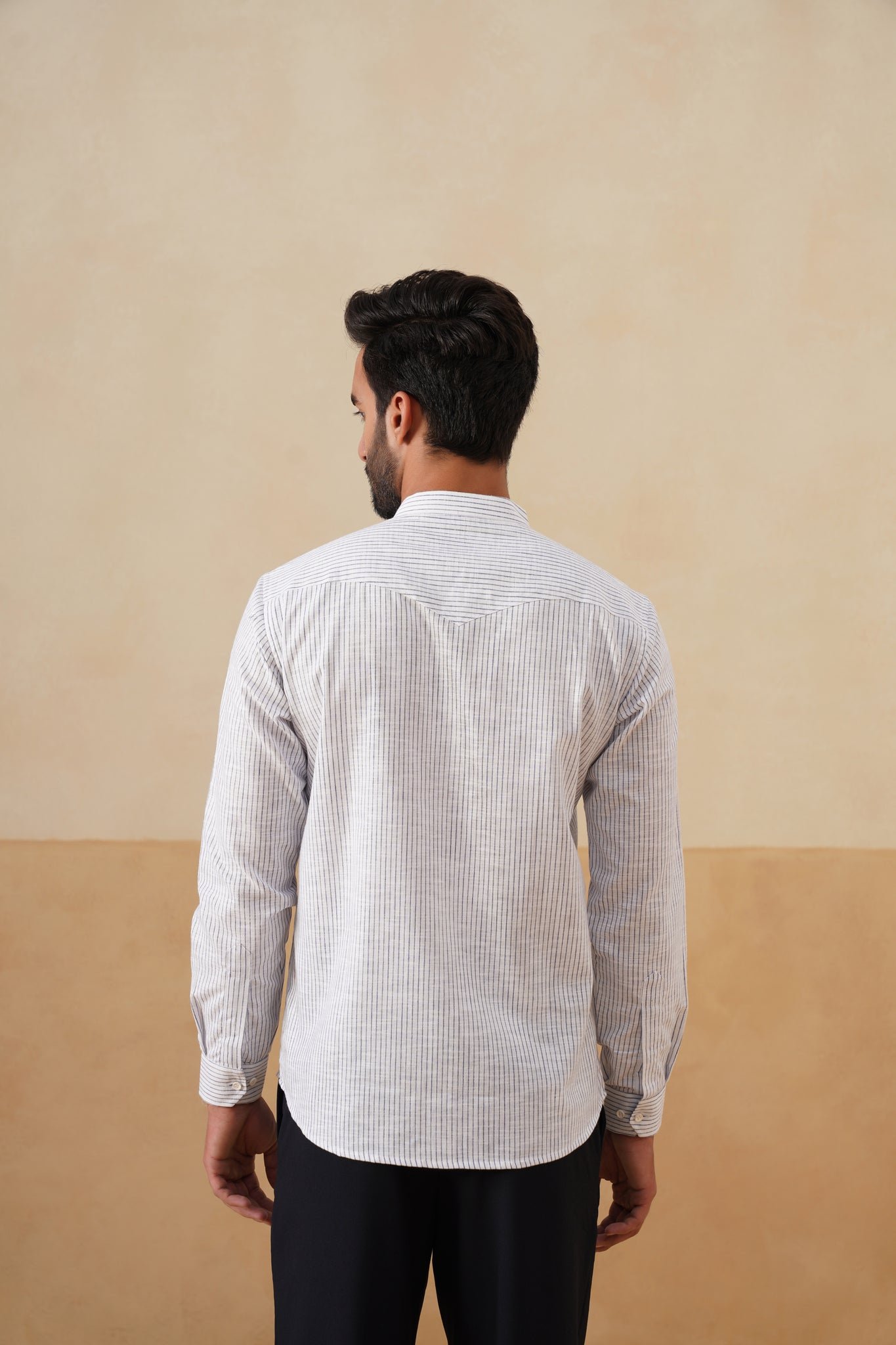 White and Blue Panel Ethnic Shirt