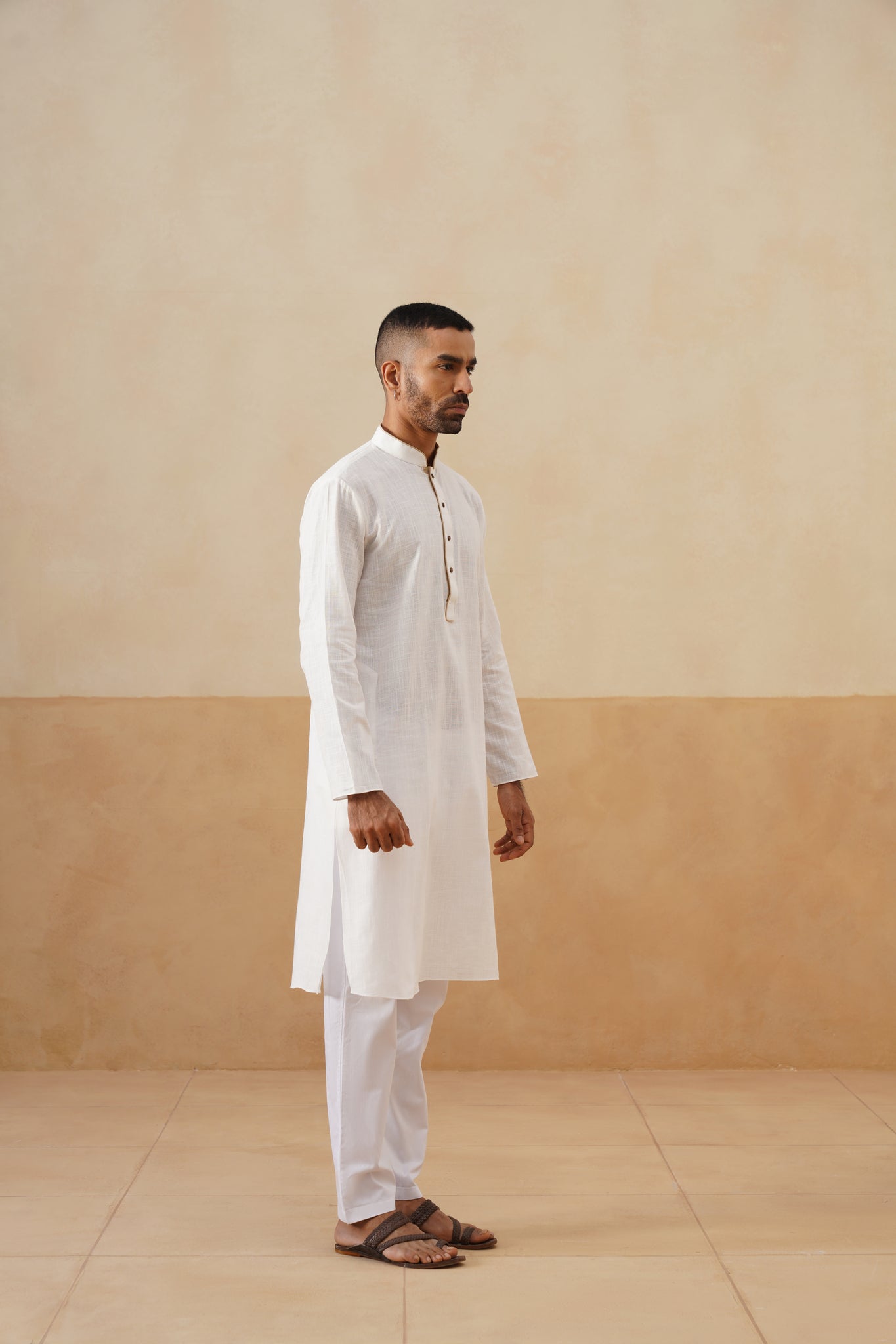 White Textured Kurta