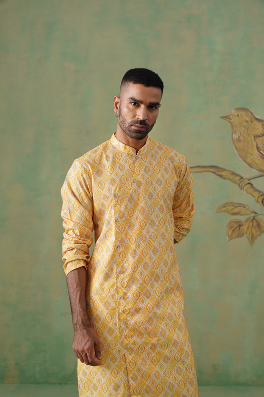 Yellow Angrakha Kurta