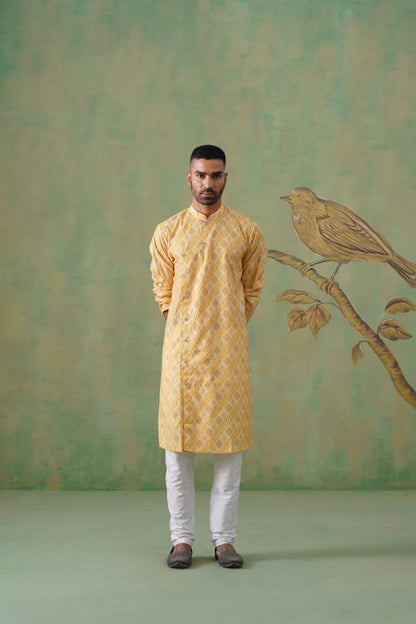 Yellow Angrakha Kurta
