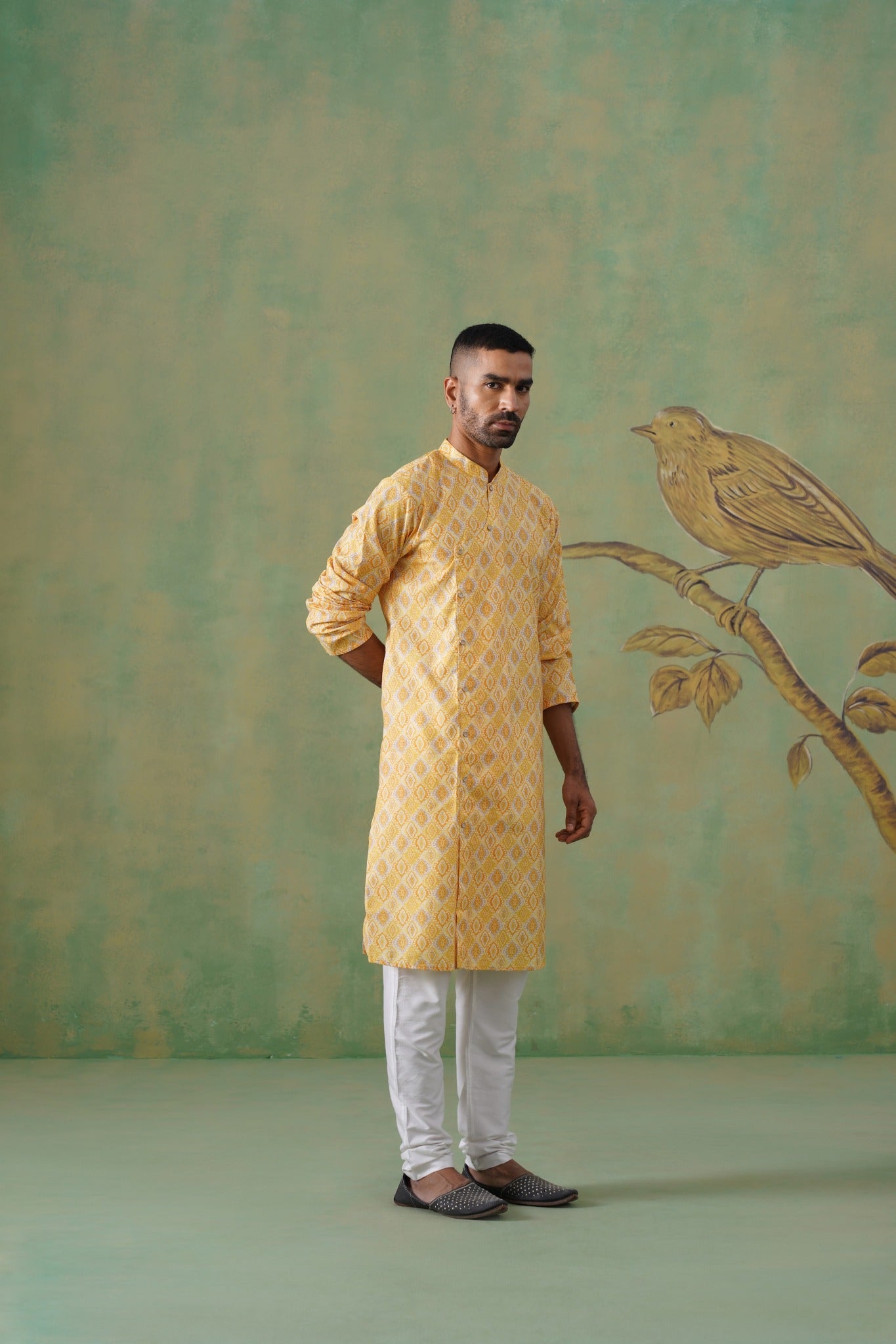 Yellow Angrakha Kurta